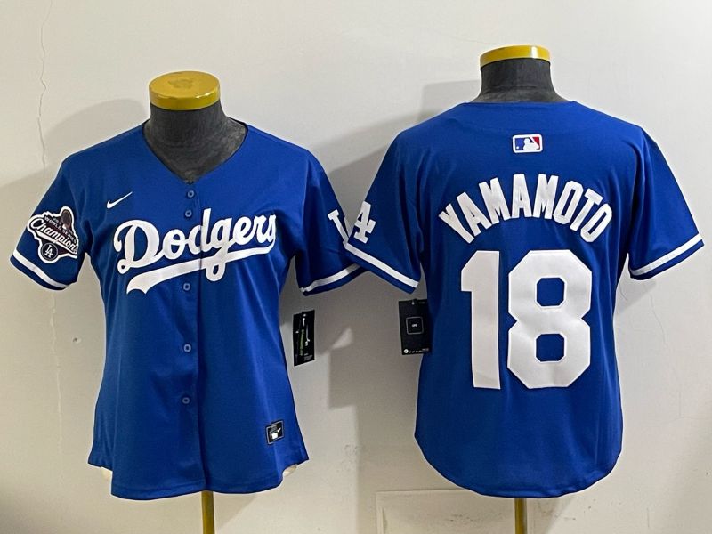 Women 2025 Los Angeles Dodgers #18 Yamamoto Blue Game Nike MLB Jersey style 0025